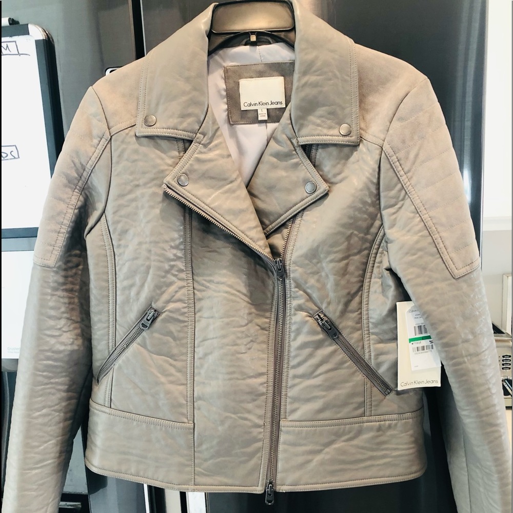 Calvin Klein moto grey silver jacket